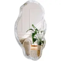 Coloray Marmerpatroon Spiegel - Grijs Elegante Rechthoekige Wandspiegel - Organische Spiegel - Badkamer, Woonkamer, Kantoor - Minimalistisch - 45x90 cm - Totale afmeting 52x97 cm