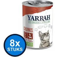 Yarrah 8x cat bio blik brokjes saus kip 405gr