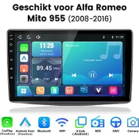 Junsun lINUX Draadloos Carplay & Andriod Auto Autoradio Geschikt voor Alfa Romeo Mito 2008-2016 - 9 Inch HD TouchScreen - Bluetooth - GPS navigatie- WiFi - FM - RDS- Airplay