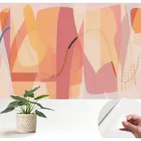 Wallfluent Zelfklevend Behang - Kleurrijke abstractie Stickerbehang op rol - 152x104 cm - Oranje Zelfklevend Behang - Herpositioneerbaar - Voor de woonkamer, slaapkamer en kantoor Zelfklevend Behang