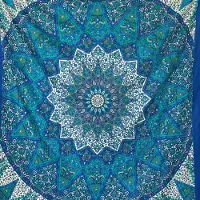 Famanu – Grote strandhanddoek met mandala-design, 210 x 230 cm, ideaal als deken of strandlaken, zandafstotend en lichtgewicht