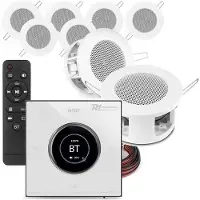 Power Dynamics set van 8 CSBA3L plafondspeakers met de B100W inbouw versterker - Bluetooth - 4x 25W