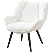Happiq Fauteuil - Corduroy stof, metalen poten, wit - voor Thuis en Professioneel Gebruik