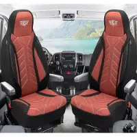 BREMER SITZBEZÜGE Premium Camper stoelhoezen voor Pössl Trenta PLKT202 in Zwart/Rood (2 losse stoelen)