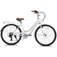 Hiland Breeze Dames Commuter Stadsfiets - 26" - 7 Versnellingen - Handrem - Mand - Standaard - Paars - Geschikt voor buitenactiviteiten in de lente