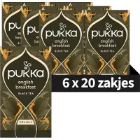Pukka Tea English Breakfast - 120 Theezakjes - Biologische Zwarte Thee - Klassieke Blend - 6 x 20 zakjes - Thee Voordeelverpakking