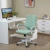 OKWISH Bureaustoel - Ergonomische Schrijfstoel Met Wippenfunctie En 360 Graden Draaibare Wielen - Met Armleuningen Voor Thuiswerkplek - Polyester - Groen