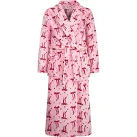 Gaubert Dames Badjas Extra Lang met Sjaalkraag en Ceintuur - Ochtendjas - Superzacht Coral Fleece - Dames - Roze Met Strikjes - Maat L/XL - 8214