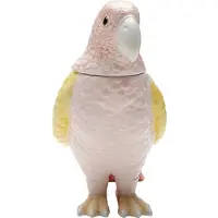 Unyqoos Unieke keramische decoratieve doos met exotische vogel in roze en geel, Keramiek, Roze/Geel, 23cm