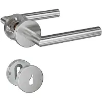 Famanu – 1 Pack Stainless Steel Door Handle with Keyhole Rosette, Mortise Door Handle, Silver Colour (-103K) - 1 set