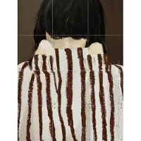 IXXI Shy - brown, Maaike Koster & My Deer Art Shop - 60 x 80 cm - Grote wanddecoratie en posters - Kwaststreken, Modern, Minimalisme, Strepen, Line