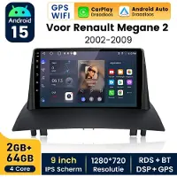 Hexinex HexinexMarket - Autoradio Geschikt voor Renault Megane 2 (2002-2009) - Draadloos CarPlay, Android Auto, GPS Navi, multimediaspeler - 2GB+64GB