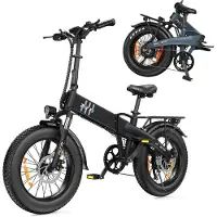 SmartAI 20x4.0" Elektrische Fiets- Verwijderbare batterij 48V 15Ah -Actieradius 100km - Motor 250W - Shimano 7 versnellingen - 20 Inch opvouwbare City Commuter E-Bike - Elektrische vouwfietsen - Zwart