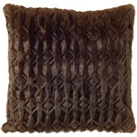 Dutch decor MATTHEO - sierkussen 45x45 cm - imitatiebont - geometrisch motief - Chocolate Martini - bruin - Inclusief binnenkussen - Luxe kussens voor woonkamer & bank