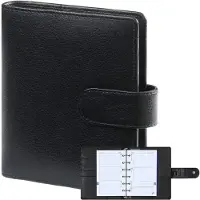 Kalpa 1311-Kz hervulbare Pocket Planner Organizer Zwart leer 1 week per 2 paginas 2026-2027-2028
