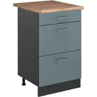 Vicco Keukenonderkast R-Line, Blauw-grijs/Antraciet, 50 cm goudkleurig eiken werkblad