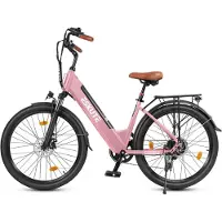 ESKUTE E-bike - 26 inch elektrische fiets - E-stadsfiets 250W achtermotor - 36V 13Ah verwisselbare accu - tot 100km - LCD-display - lage instap E-stadsfiets - voor dames en heren volwassenen - ROZE