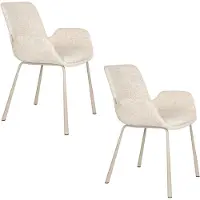 Zuiver Brit Eetkamerstoelen Armleuning Beige - Set van 2