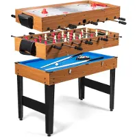 Costway 3-in-1 multifunctionele speeltafel, tafelvoetbaltafel met tafelvoetbal, biljart en airhockey, multifunctionele tafel met metalen frame en accessoires, kickert voor kinderen en volwassenen