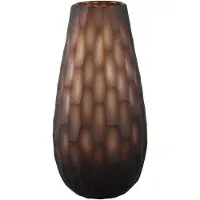 Ptmd Niels Dark Brown Handcut Solid Glass Vase Round S