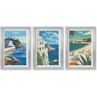 Wallfluent 3-Delige Schilderij Set - Schilderachtige Kustlandschappen Uit Toeristische Landen - 20 x 30 cm - Wanddecoratie - Moderne Interieurdecoratie - Moderne Wanddecoratie