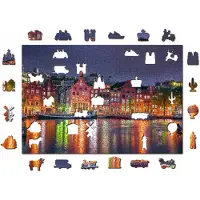 Wooden City Houten Puzzel Amsterdam Bij Nacht 505 Stukjes met Figuren