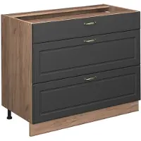 Vicco Keukenonderkast Fame-Line Anthrazit-Gold Landhaus/Goudkleurig Eiken 100 cm zonder werkblad, Model 61631