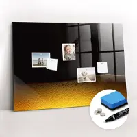 Coloray Whitebord - Sinaasappelsap - 100 x 70 cm - Geel Memobord Glas - Gratis 5 Sterke Magneten + Whiteboard Marker & Wisser - Interieur Accessoires Kantoor - Memobord Keuken - Productiviteit Tools
