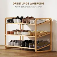 OKWISH Schoenenrek Bamboe – 76 x 33 x 50,8 cm – 3-Laags Staand Rek – Natuurkleur – Open Schoenenopberging Voor Hal En Slaapkamer