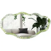 Wallfluent Tropische Bladeren Spiegel - Groen Elegante Rechthoekige Wandspiegel - Organische Spiegel - Woonkamer - Botanisch - 45x90 cm - Totale afmeting 52x97 cm