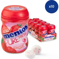 Sportlife Mentos - Gum - PureFresh - Strawberry - Pot - 10 x 24 gram - Omdoos 6x