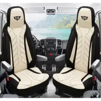 BREMER SITZBEZÜGE Premium Camper stoelhoezen voor Dreamer Select CAP COAST LAND PLKT207 in Zwart/Beige (2 losse stoelen)
