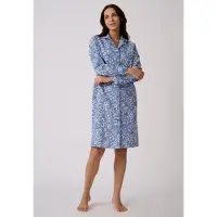 Damart - Slipdress van puur katoen flanel - Dames - Blauw - 38-40 (S)