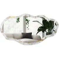 Wallfluent Gele Marmer Spiegel - Wit Rechthoekige Spiegel Met Modern Design - Organische Spiegel - Badkamer, Woonkamer, Keuken - Minimalistisch - 45x90 cm - Totale afmeting 52x97 cm