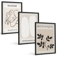 Tulup 4-Delige Schilderij Set - Stijlvolle minimalistische schilderijen met plantmotieven van Matisse - 40 x 60 cm - Schilderijen Set - Wanddecoratie - Woonkamer - Moderne Wanddecoratie