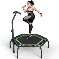 SP Fitness Trampoline - Mini Trampoline - Inclusief Grijpstang - Zwart - 102cm x 122cm x 19cm