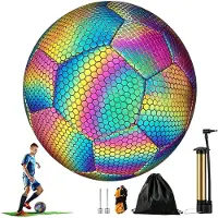 OEM VHV - Reflecterende voetbal - Trainingsbal maat 5 - Polyurethanvoetbal voor nachtelijke trainingen, geschikt voor zowel binnen- als buitengebruik