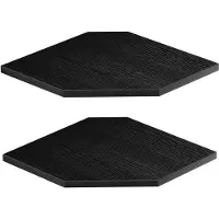 Famanu – Hoekplank wandmontage, set van 2 zwevende hoekplanken met draadgat voor wandopslag, zwart, 42,4 cm