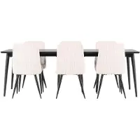Ebuy24 Ellis eethoek eettafel zwart 6 stoelen fluweel beige.
