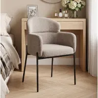 OKWISH Fauteuil – Comfortabele Relaxstoel met Armleuningen en Metalen Poten – Voor Woonkamer, Slaapkamer en Thuiskantoor – Polyester – Lichtbruin