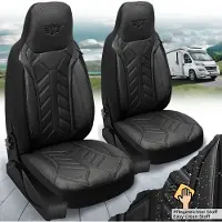 BREMER SITZBEZÜGE Premium Camper stoelhoezen voor Forster Teilintegriert DPL504 in Zwart (2 losse stoelen)