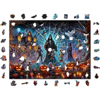 Wooden City Houten Halloween Puzzel 1000 Stukjes met Figuurtjes - Dood van de Maaier