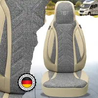 BREMER SITZBEZÜGE Premium Camper stoelhoezen voor Challenger X 150 X 250 Open Edition PLKT209 in Grijs/Beige (2 losse stoelen)