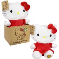 Sanrio Hello Kitty knuffel met rood strikje 27 cm - In papieren cadeauverpakking - Fan Merchandise