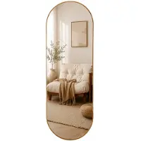 Sensahome Ovaal Wandspiegel - Minimalistisch design - Wandspiegel met metalen frame - Modern - Spiegel voor de kleedkamer - 50x150 cm - Goud