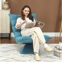 STILVORA Fauteuil 62 X 70 X 95 Cm - Draaibaar Met Handmatig Verstelbare Rugleuning - Voor Woonkamer En Kantoor - Velvet Blauw