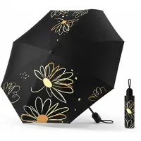 VHV -Zonnescherm Paraplu - Lichtgewicht UV-werende Parasol met Black Vinyl Coating - Windbestendige Paraplu voor Zon en Regen - 98cm Diameter - Compact Reisformaat