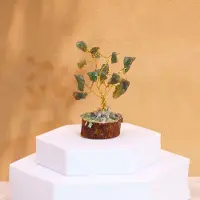 Ancient Wisdom Mini Gemstone Trees On Wood Base - Green Aventurine (15 stones)