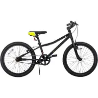 Happiq Kindermountainbike – Voor jongens en meisjes – Enkele snelheid, dubbele handremmen en standaard – Zwart, 50 cm