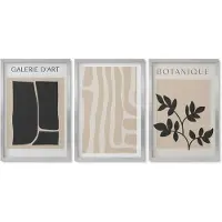 Wallfluent 4-Delige Schilderij Set - Abstracte vormen en plantmotieven in neutrale tinten. - 40 x 60 cm - Decoratieve Muurdecoratie - Slaapkamer - Stijlvolle Muurdecoratie